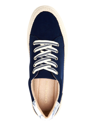 CHARTER CLUB Womens Navy Espadrille 1" Platform Striped Laces Cushioned Sydniee Round Toe Platform Lace-Up Athletic Sneakers Shoes M