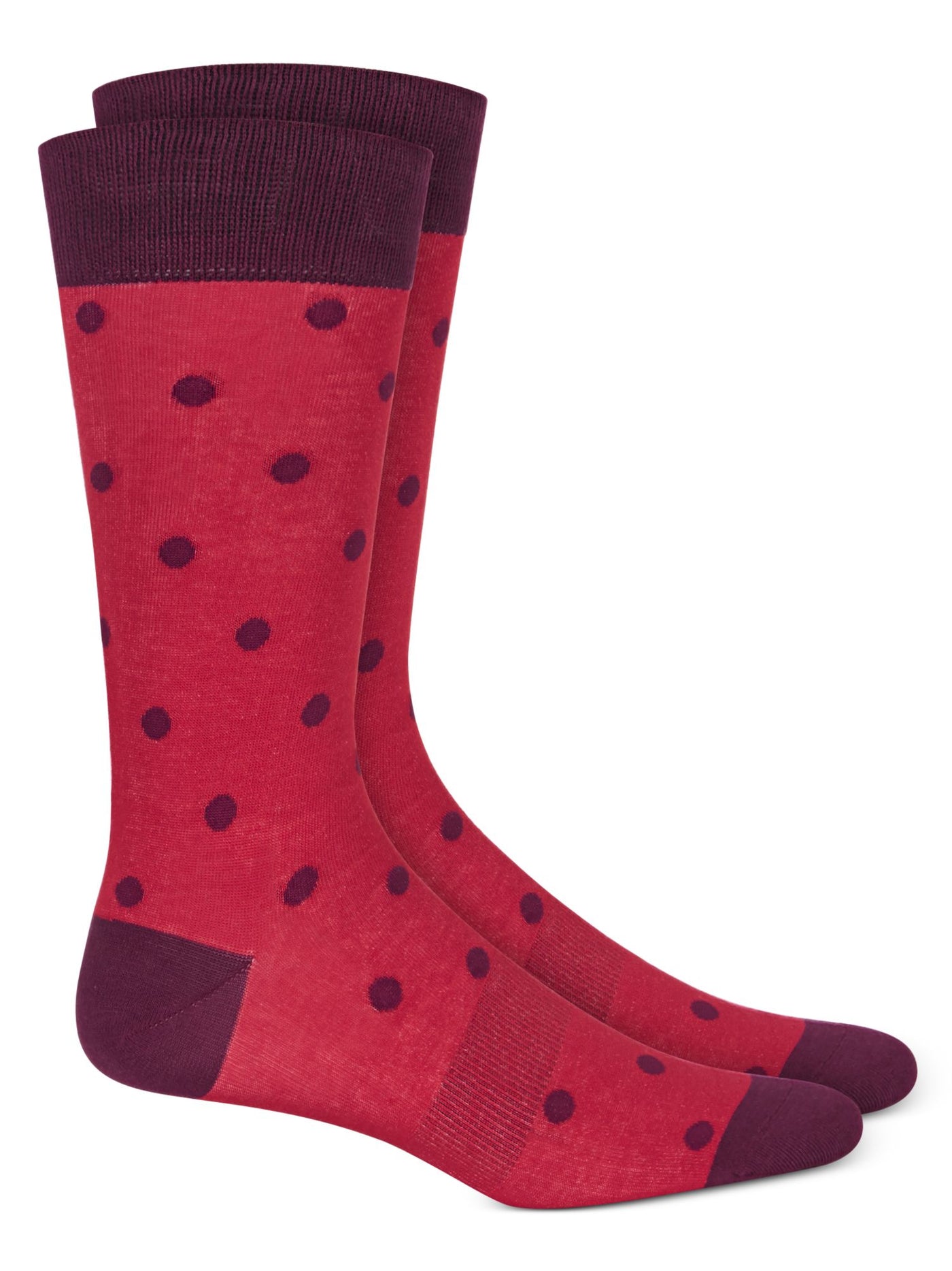 BAR III Red Polka Dot Arch Support Seamless Toe Dress Crew Socks