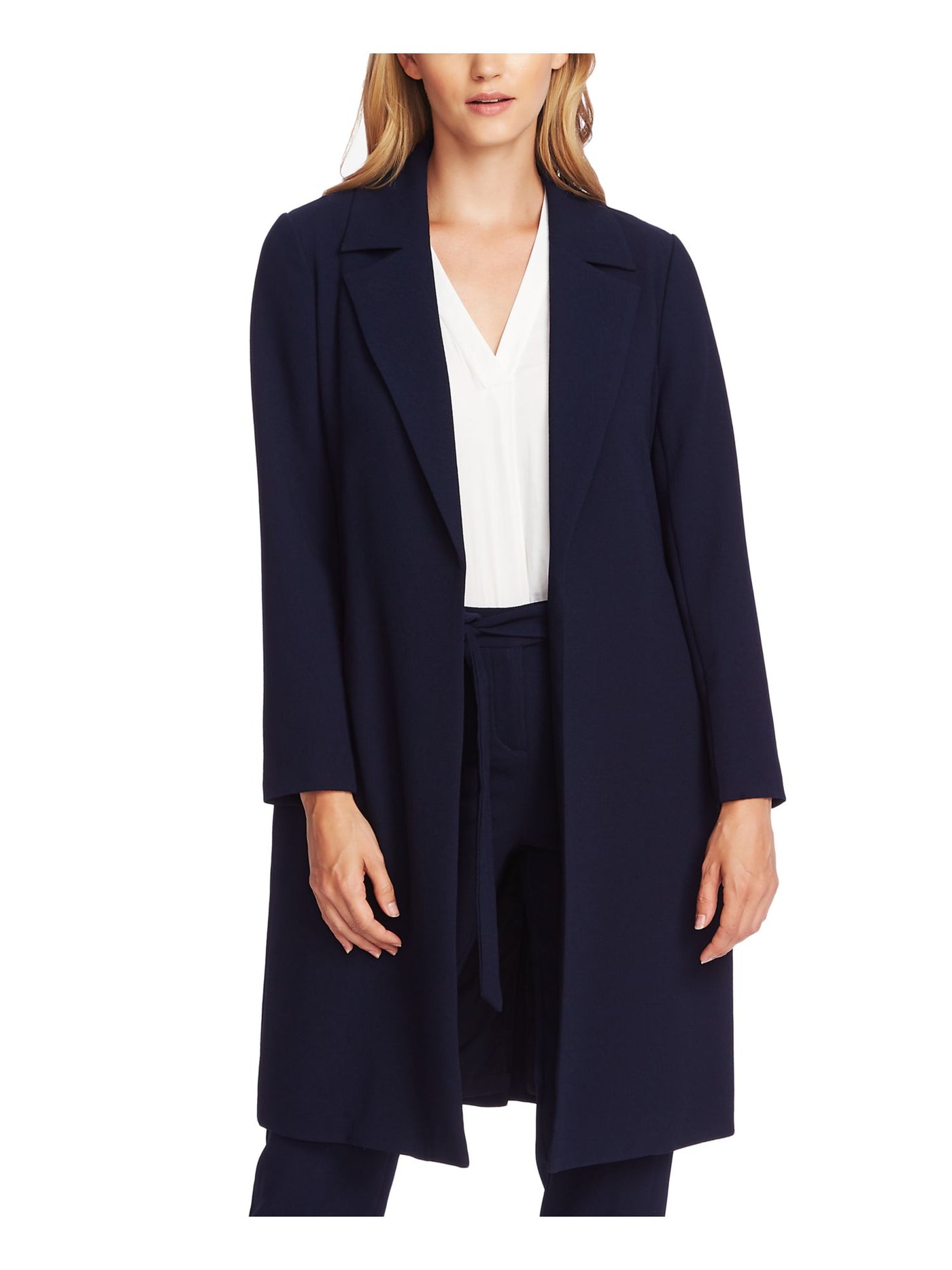 VINCE CAMUTO Womens Navy Belted Pocketed Wrap Jacket XL
