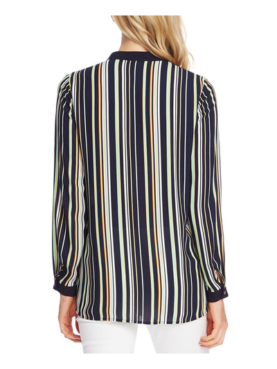 VINCE CAMUTO Womens Navy Striped Long Sleeve V Neck Tunic Top XS