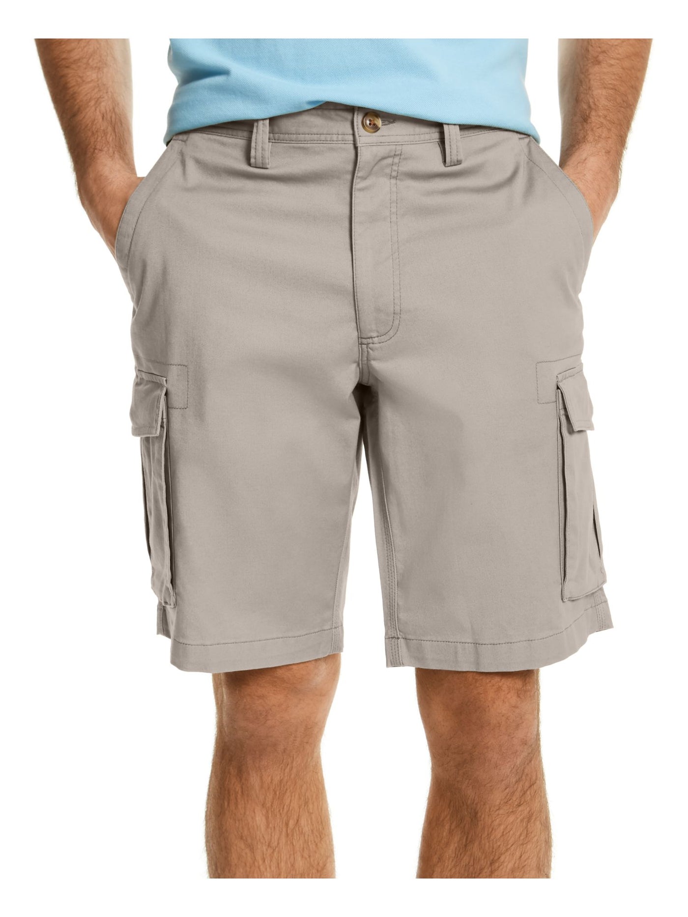 CLUBROOM Mens Beige Classic Fit Stretch Cargo Shorts 30 Waist