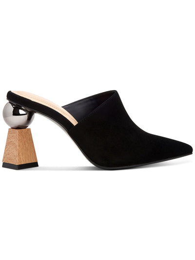 ALFANI Womens Black Cushioned Metallic Junnee Pointed Toe Sculpted Heel Slip On Leather Heeled Mules Shoes 8.5 M