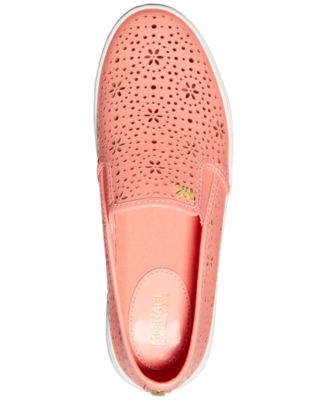 MICHAEL MICHAEL KORS Womens Coral 0.5" Platform Stretch Gore Perforated Padded Kane Round Toe Wedge Slip On Leather Athletic Sneakers Shoes 11 M