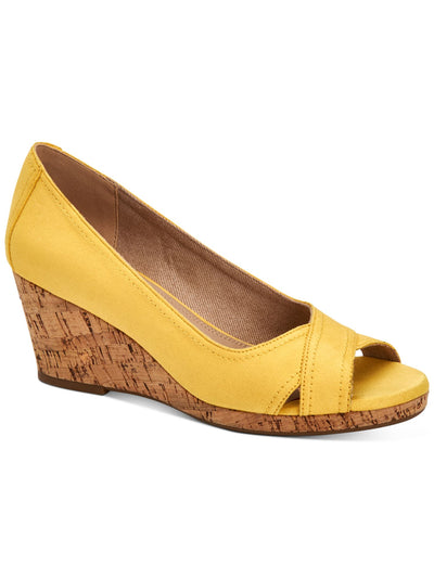 CHARTER CLUB Womens Yellow 1/2" Platform Crisscross Strap Comfort Toniie Round Toe Wedge Slip On Sandals Shoes 6 M
