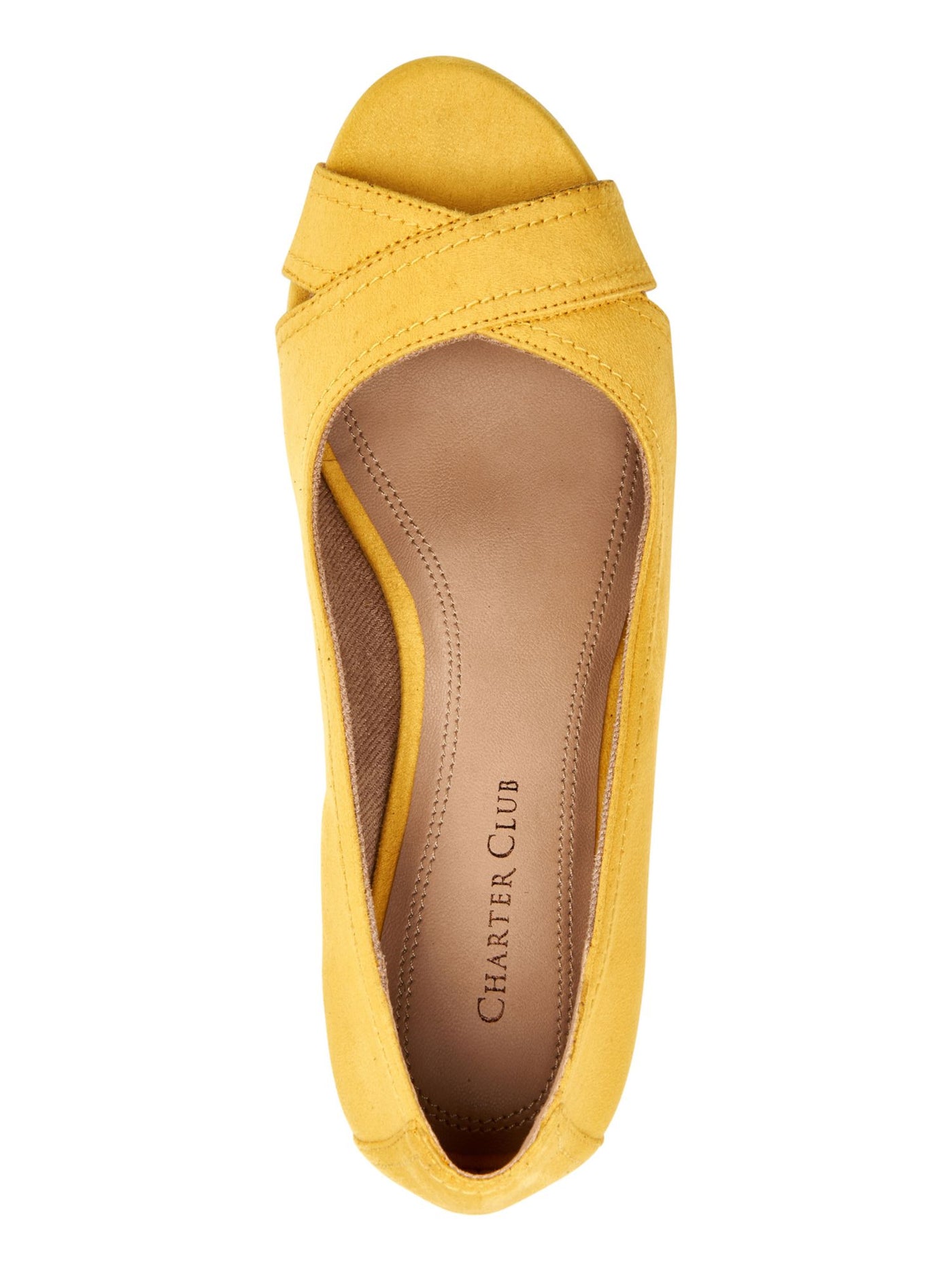 CHARTER CLUB Womens Yellow 1/2" Platform Crisscross Strap Comfort Toniie Round Toe Wedge Slip On Sandals Shoes 6 M