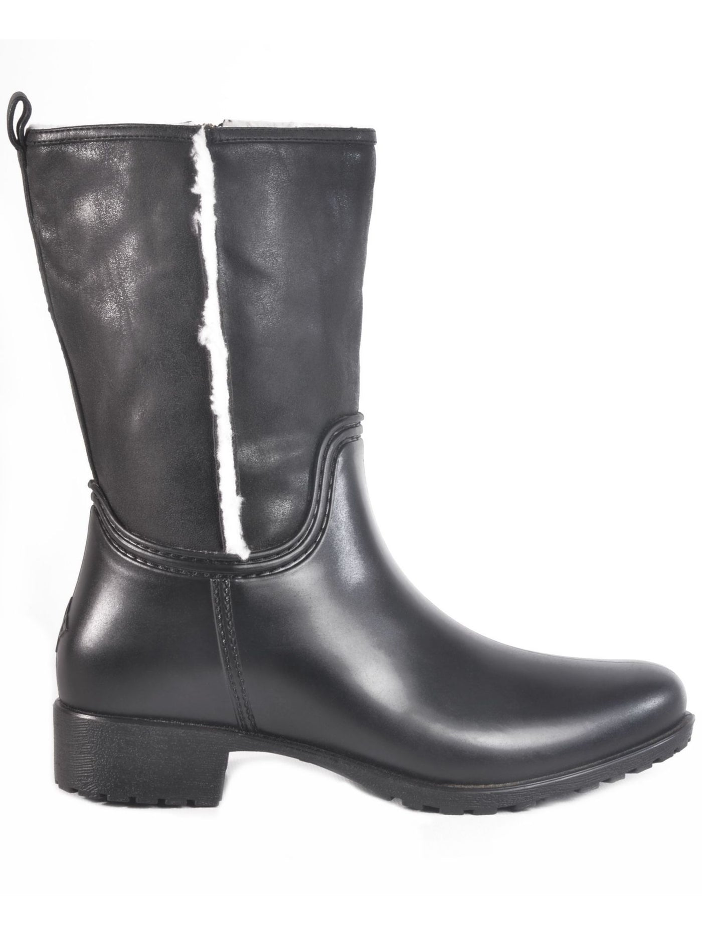 DAV Womens Black Distressed Water Resistant Waterproof Cheyenne Round Toe Block Heel Zip-Up Rain Boots 11