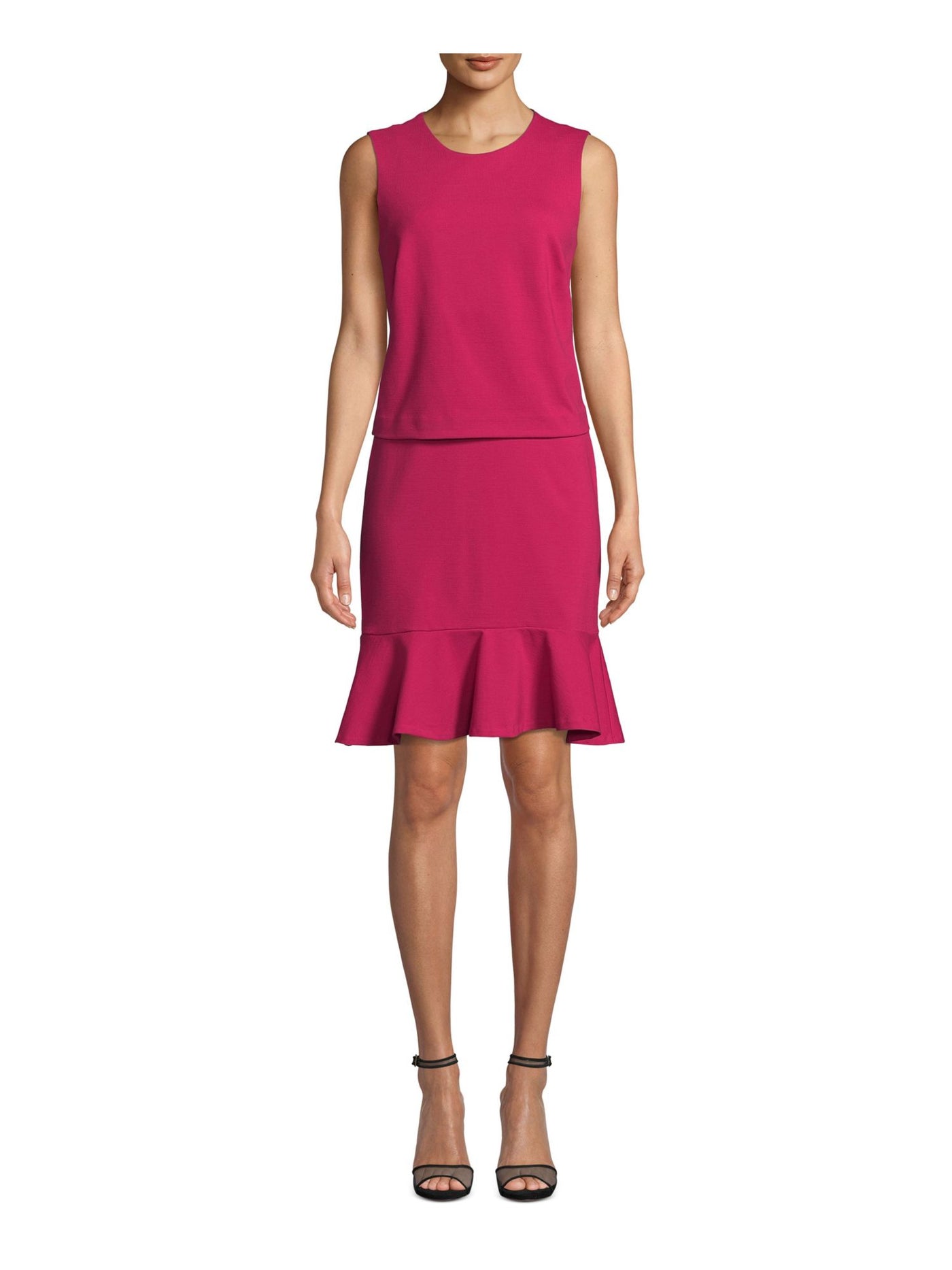 NICOLE MILLER Womens Pink Sleeveless Jewel Neck Above The Knee Dress Size: P