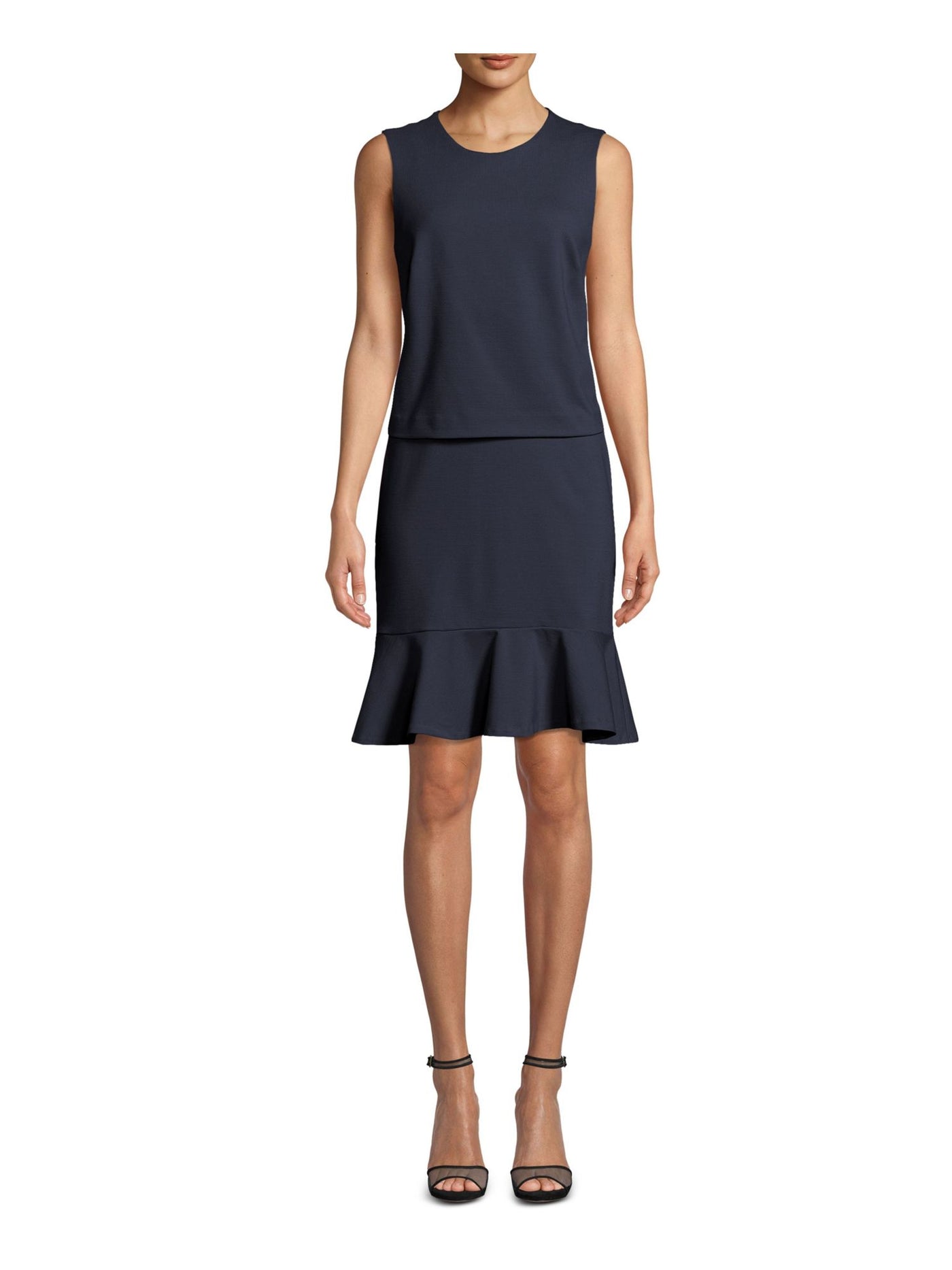 NICOLE MILLER Womens Navy Sleeveless Above The Knee Dress Petites Size: P