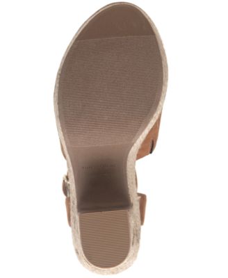 SUN STONE Womens Brown 1" Platform Goring Cushioned Slip Resistant Fey Round Toe Block Heel Buckle Dress Espadrille Shoes M