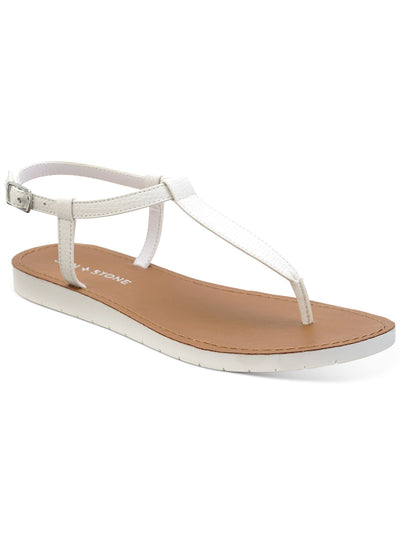 SUN STONE Womens White Cushioned T-Strap Slip Resistant Adjustable Strap Kristi Round Toe Buckle Slingback Sandal 9.5 M