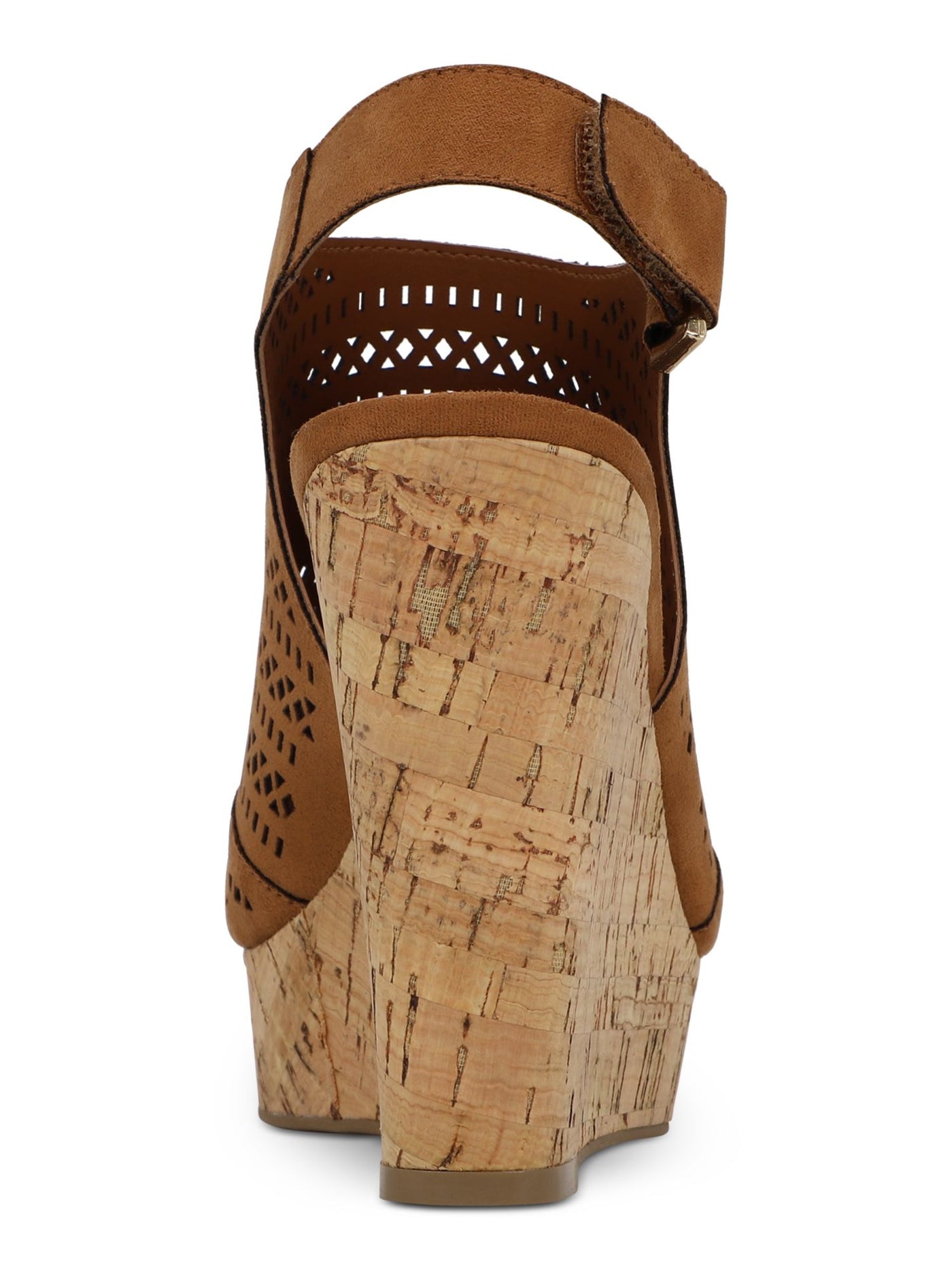 SUN STONE Womens Brown Cork Covered Heel Slip Resistant Peep Toe Wedge Sling Back Sandals Shoes 5