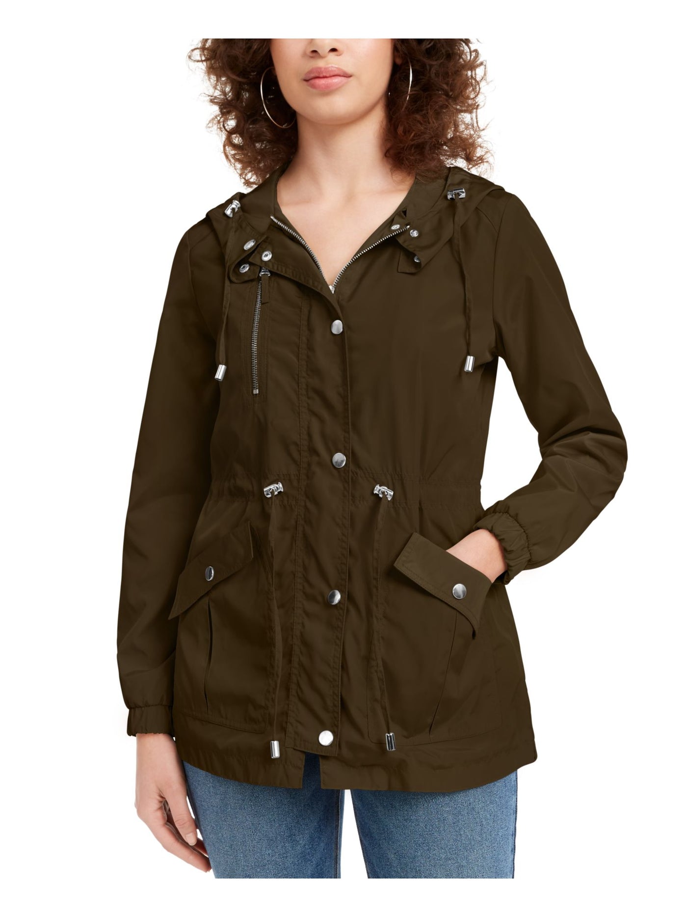 MARALYN & ME Womens Green Button Down Jacket S