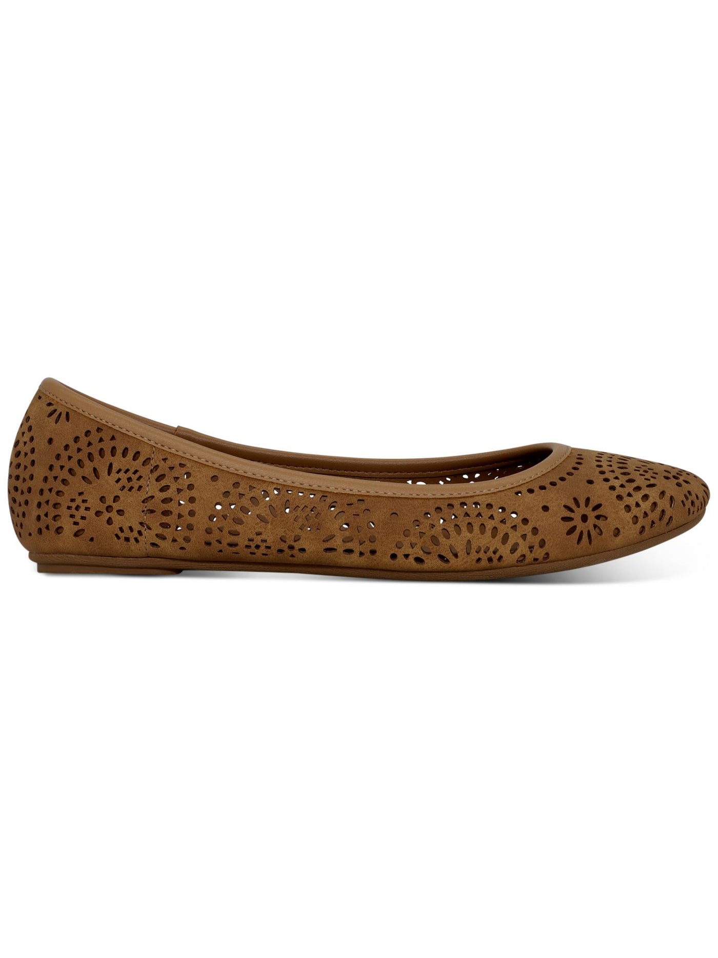 SUN STONE Womens Brown Perforations Padded Breathable Sophia Round Toe Slip On Flats 11 M