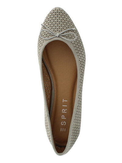 ESPRIT Womens Gray Cutouts At Upper Perforated Patti Pointed Toe Slip On Ballet Flats M