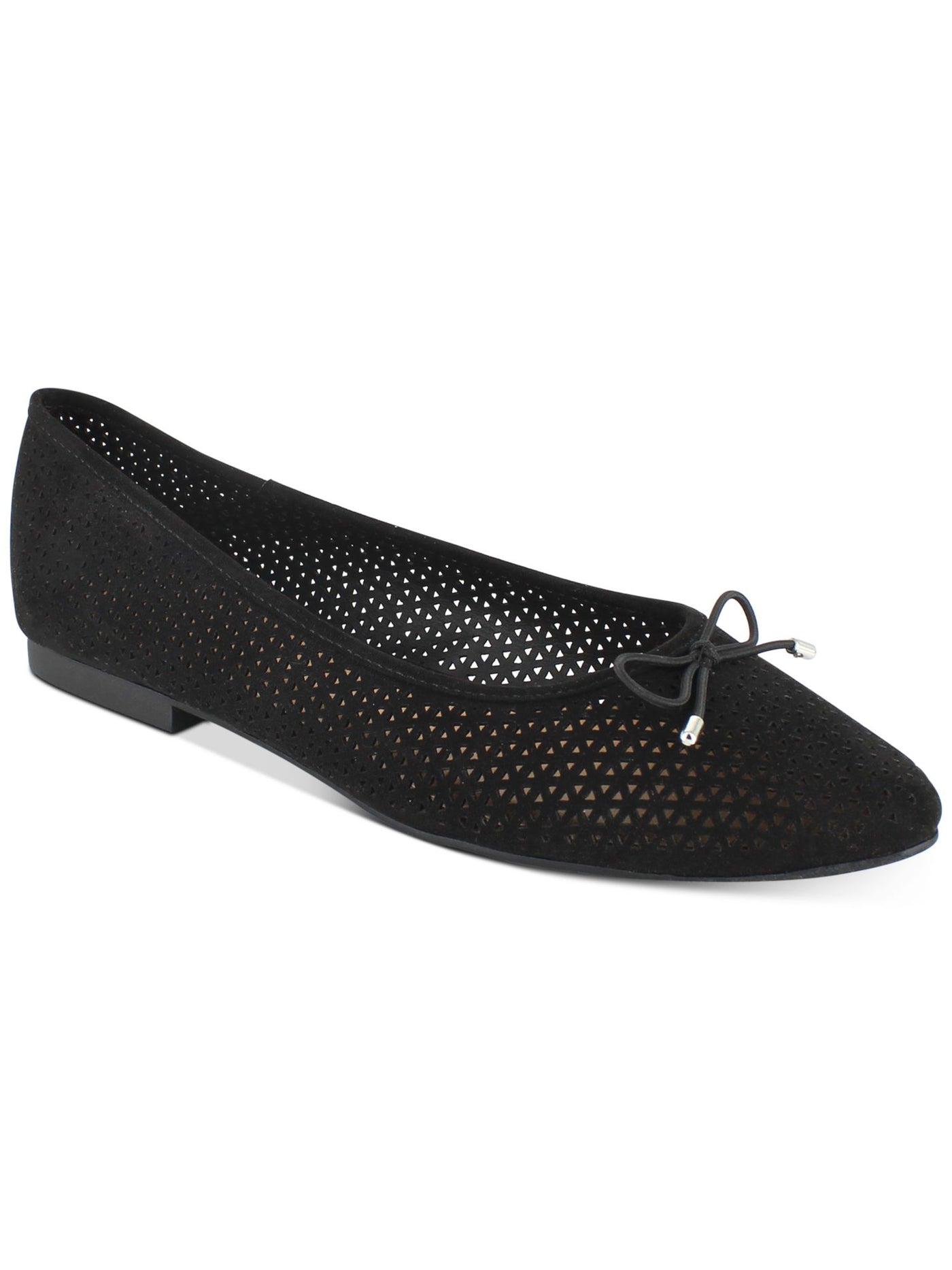 ESPRIT Womens Black Bow Accent Perforated Patti Pointed Toe Slip On Ballet Flats 7.5 M