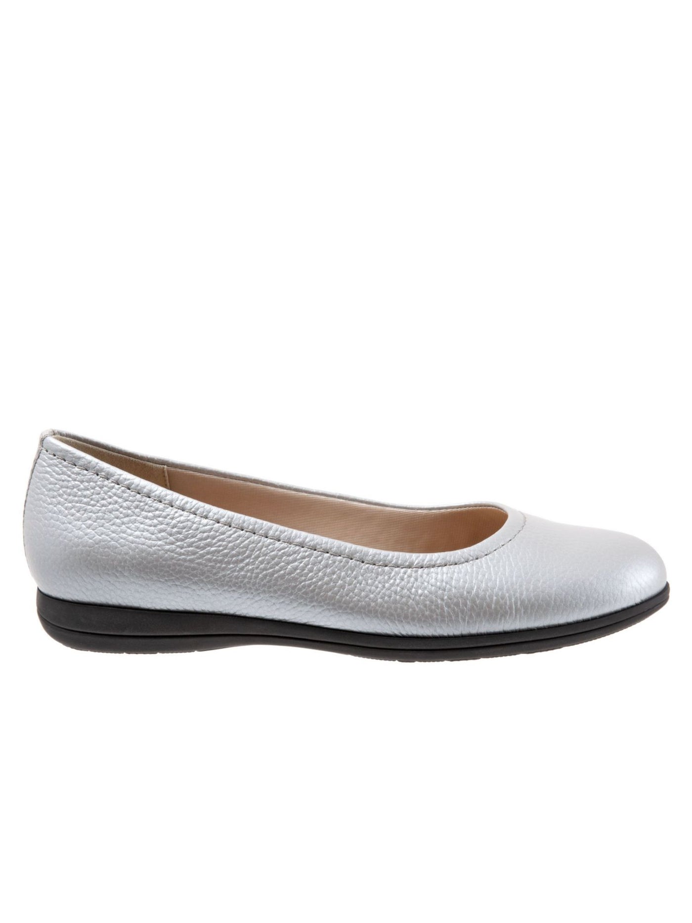 TROTTERS Womens Silver Cushioned Removable Insole Darcey Round Toe Slip On Leather Flats Shoes 6 W