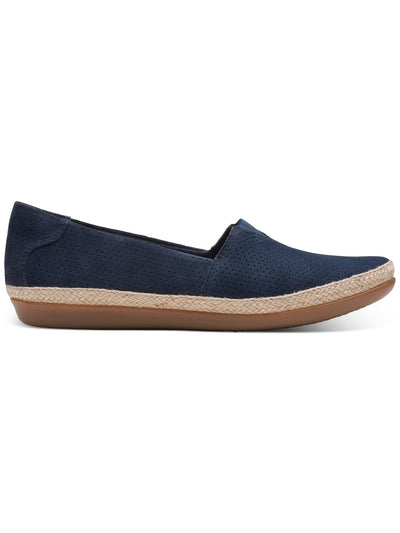 COLLECTION BY CLARKS Womens Navy Comfort Goring Removable Insole Perforated Danelley Sky Round Toe Slip On Leather Espadrille Shoes 9.5 M