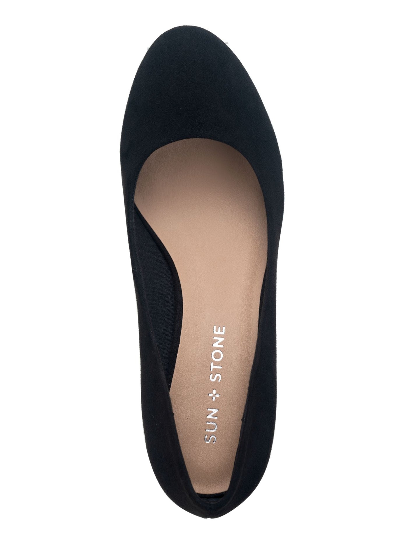 SUN STONE Womens Black Cushioned Breathable Felix Round Toe Cone Heel Slip On Dress Pumps Shoes 7.5 M
