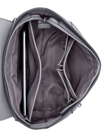 ALFANI Women's Gray Feet Faux Leather 4 Top Handle 2 Pen Holders Buckle Flap Closure Adjustable Strap Backpack