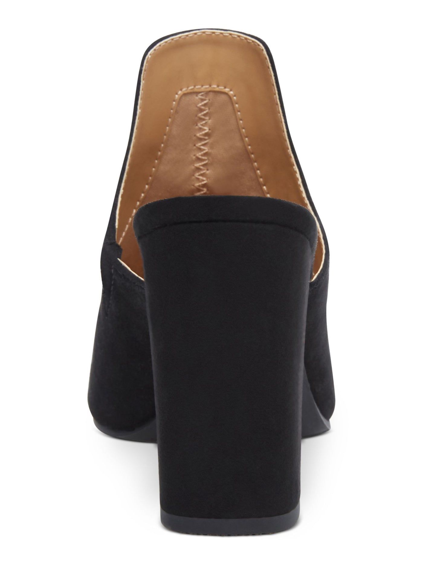 WILD PAIR Womens Black Extended Vamp Carlita Pointed Toe Block Heel Slip On Heeled Mules Shoes 6 M