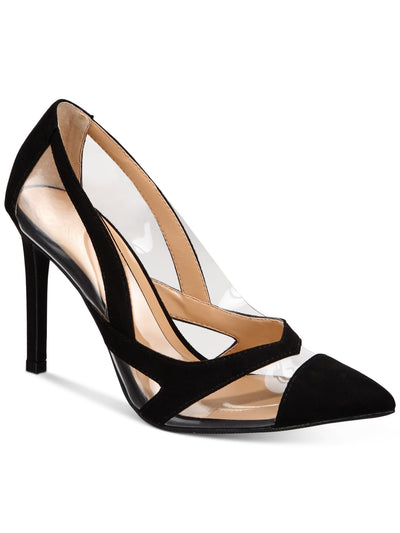 THALIA SODI Womens Black Translucent Panels Padded Nessy Pointed Toe Stiletto Slip On Pumps Shoes 8.5 M