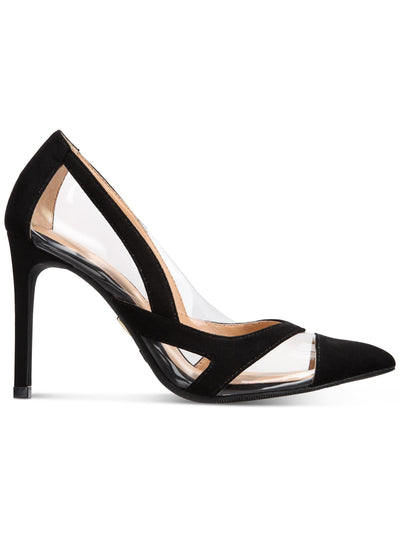 THALIA SODI Womens Black Translucent Panels Padded Nessy Pointed Toe Stiletto Slip On Pumps Shoes 8.5 M