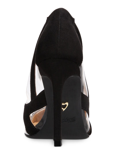 THALIA SODI Womens Black Translucent Panels Padded Nessy Pointed Toe Stiletto Slip On Pumps Shoes 7 M