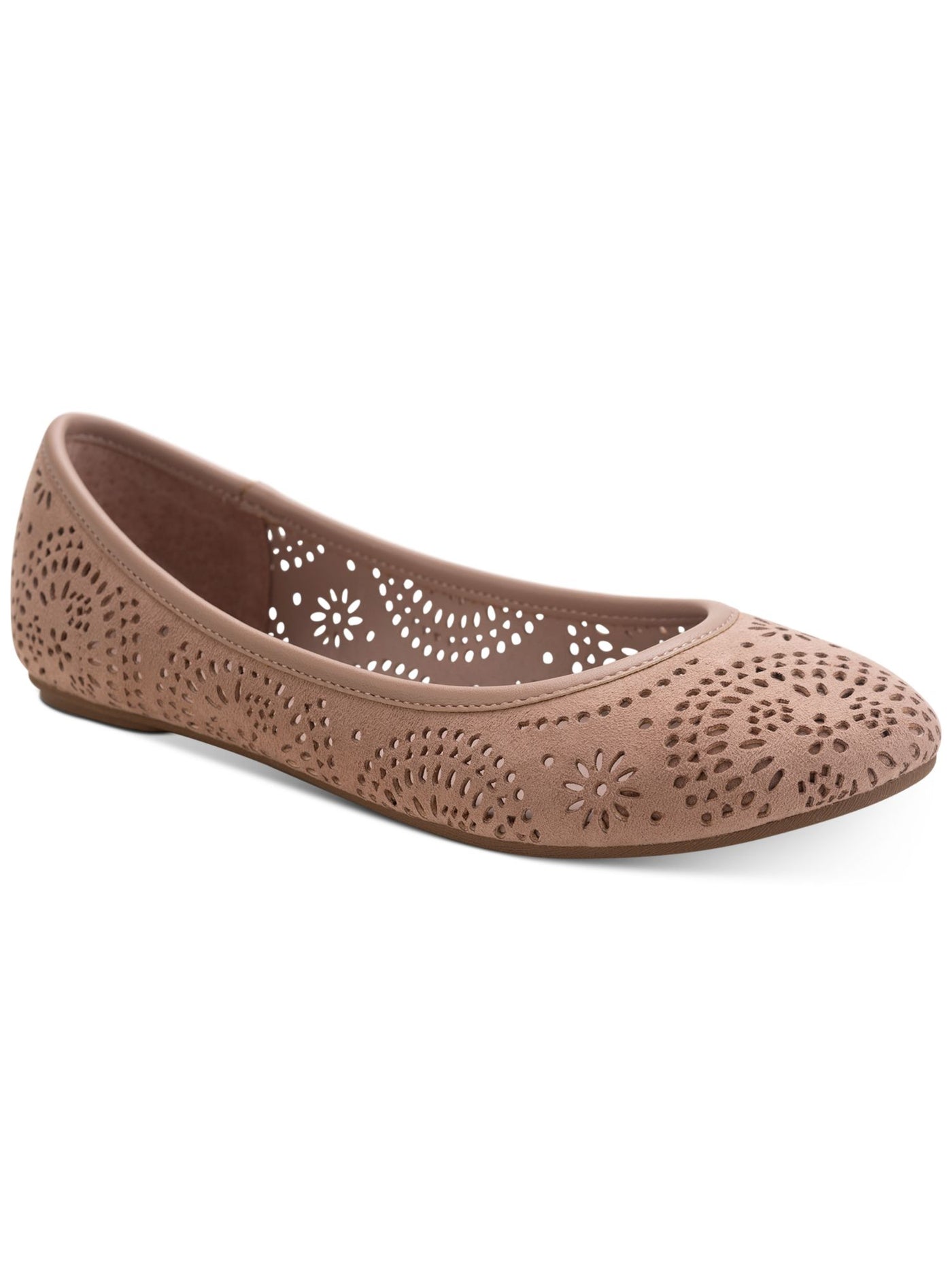 SUN STONE Womens Pink Breathable Comfort Cushioned Perforated Sophia Round Toe Slip On Flats Shoes 8.5 M