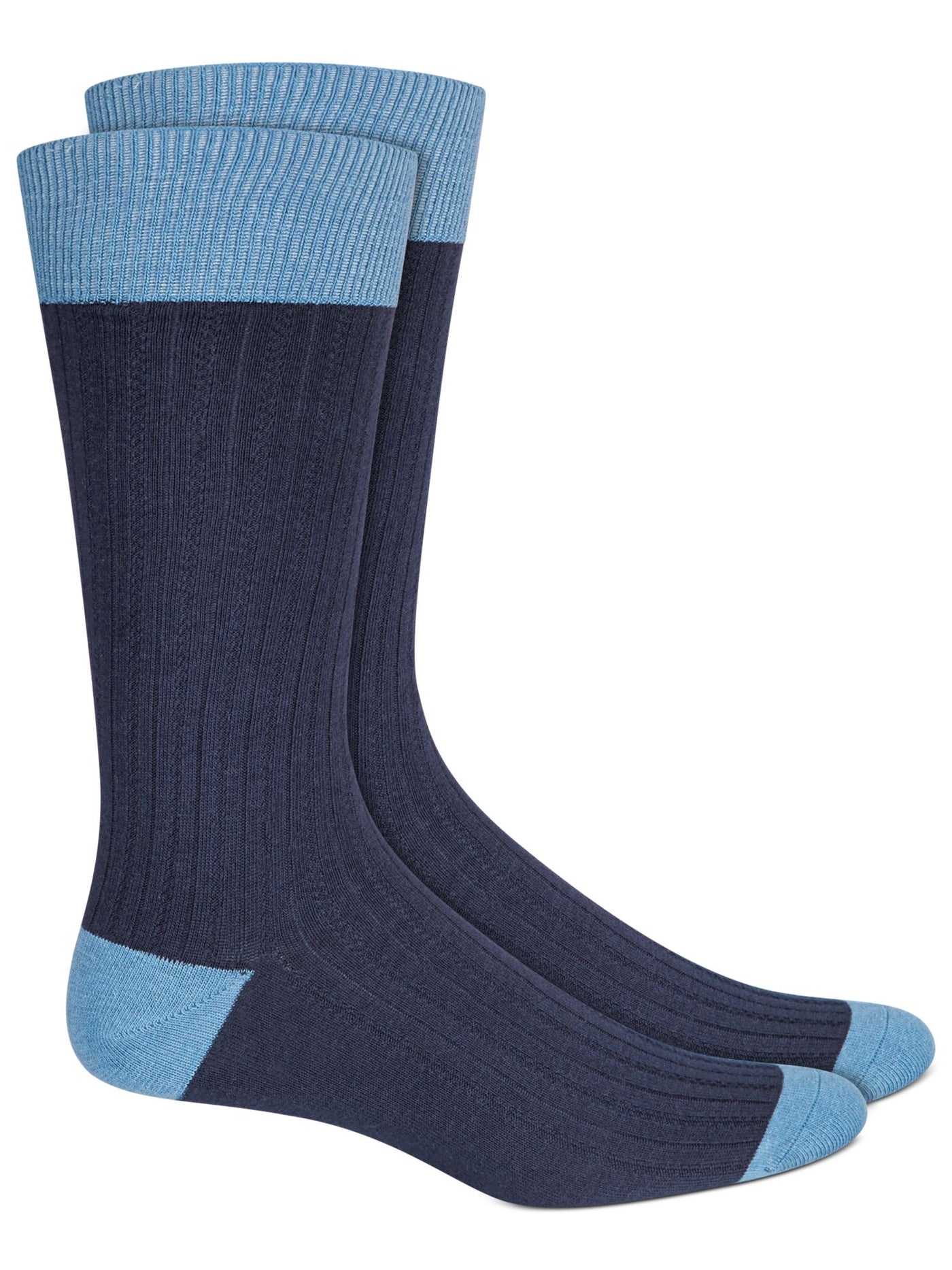 ALFANI Mens Navy Combo Navy Color Block Ribbed Dress Crew Socks 10-13