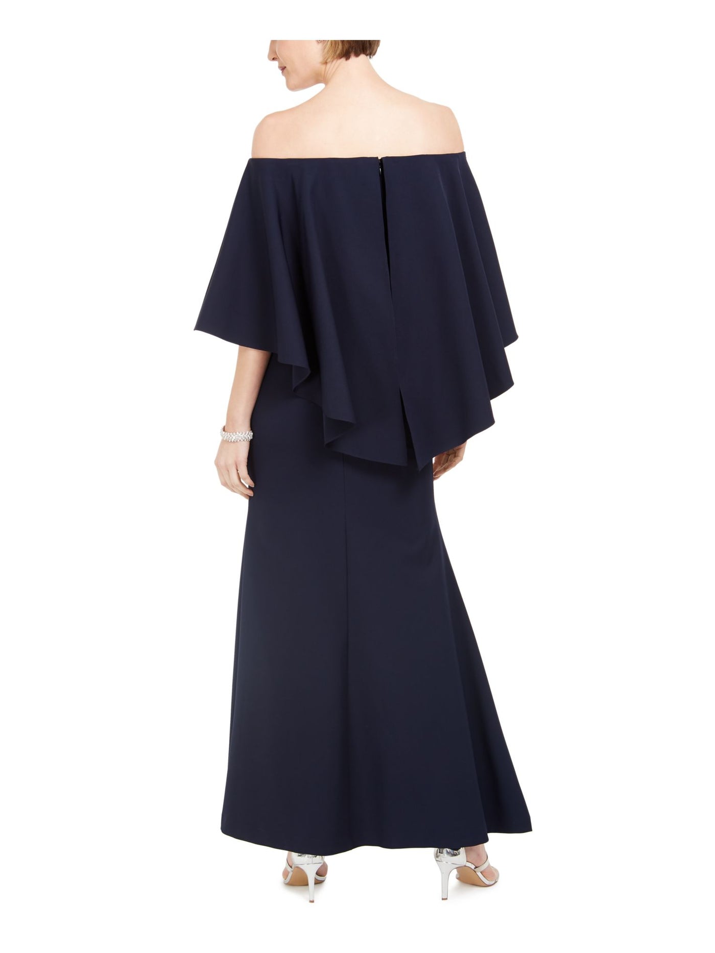 VINCE CAMUTO Womens Navy Ruffled Bell Sleeve Off Shoulder Full-Length Formal Mermaid Dress 2