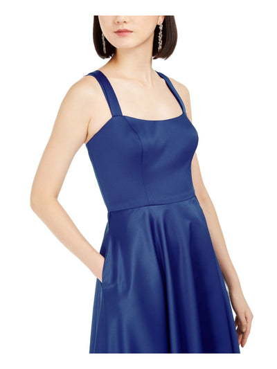 XSCAPE Womens Blue Sleeveless Square Neck Full-Length Evening Fit + Flare Dress Petites 6P