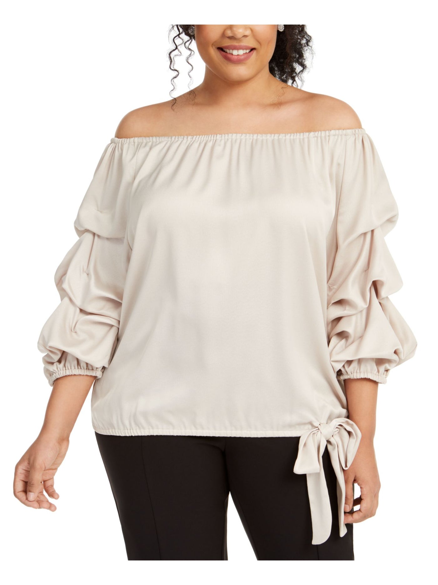 MSK Womens Pouf Off Shoulder Evening Blouse