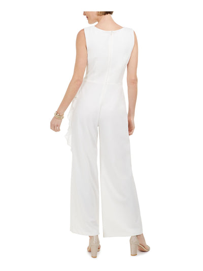 CONNECTED APPAREL Womens Sleeveless V Neck Evening Wide Leg Jumpsuit