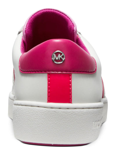 MICHAEL KORS Womens Pink Snakeskin Mixed-Media 1/2 Platform Metallic Accents Comfort Logo Irving Round Toe Wedge Lace-Up Leather Athletic Sneakers Shoes 6.5 M