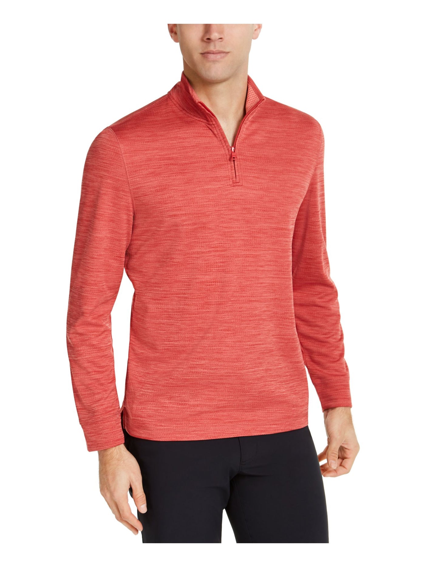 CLUBROOM Mens Coral Printed Long Sleeve Collared Quarter-Zip Sweatshirt XL