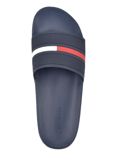 TOMMY HILFIGER Mens Navy Colorblocked Stripe Redder Open Toe Slip On Slide Sandals Shoes 9 M
