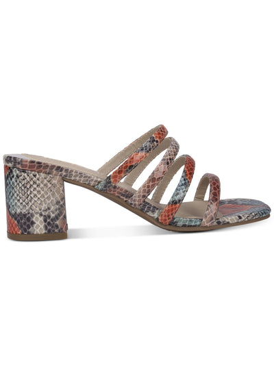 RIALTO Womens Aqua Snake Print Padded Strappy Sabah Square Toe Block Heel Slide Sandals Shoes 7 M