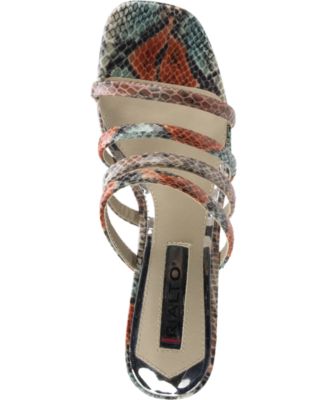 RIALTO Womens Aqua Snake Print Padded Strappy Sabah Square Toe Block Heel Slide Slide Sandals Shoes M