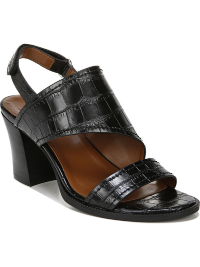 NATURALIZER Womens Black Crocodile N5 Comfort Technology Strappy Breathable Raelynn Almond Toe Block Heel Dress Slingback Sandal 6.5 M