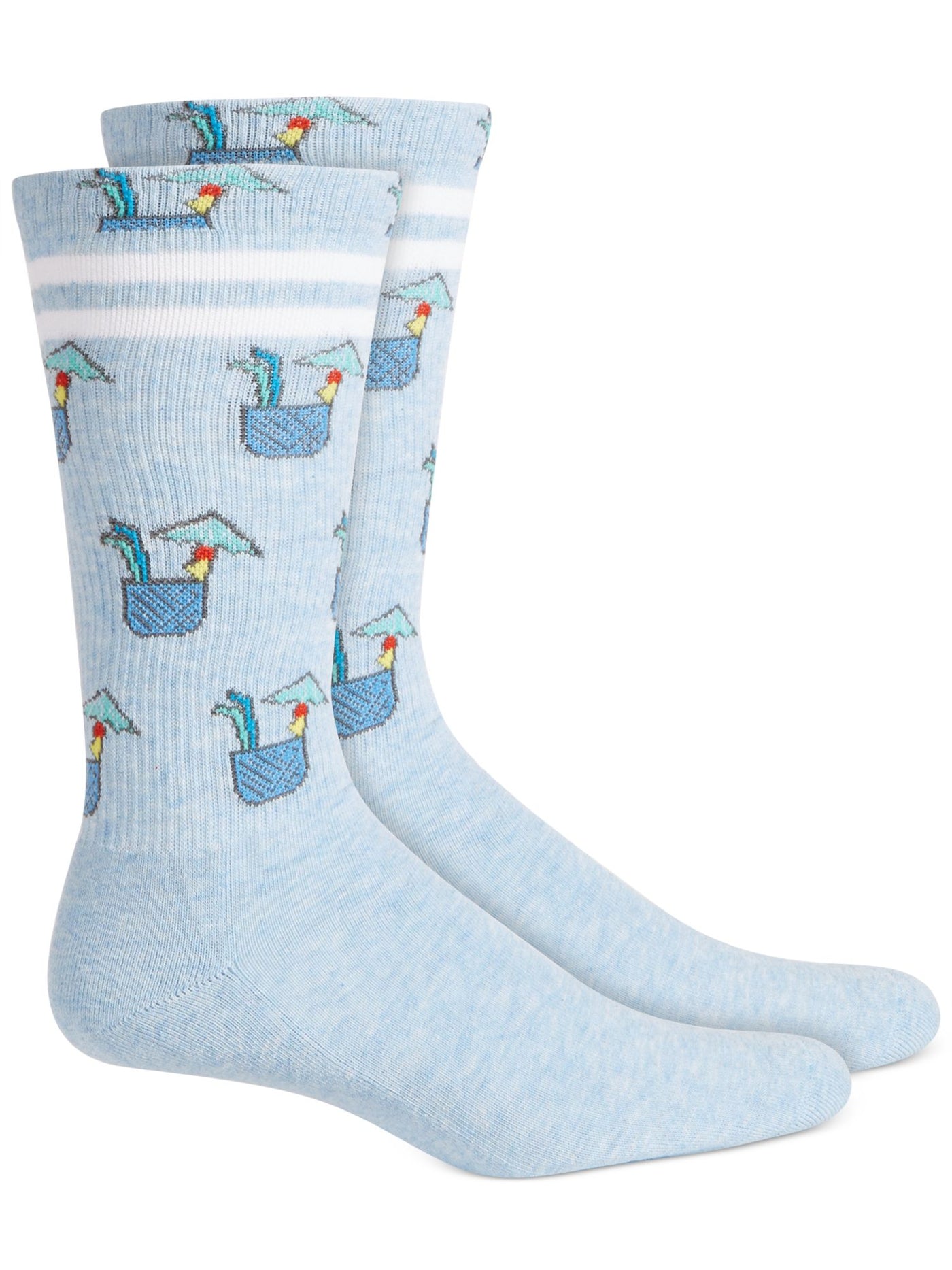 BAR III Womens Light Blue Graphic Graphic Seamless Casual Crew Socks 10-13