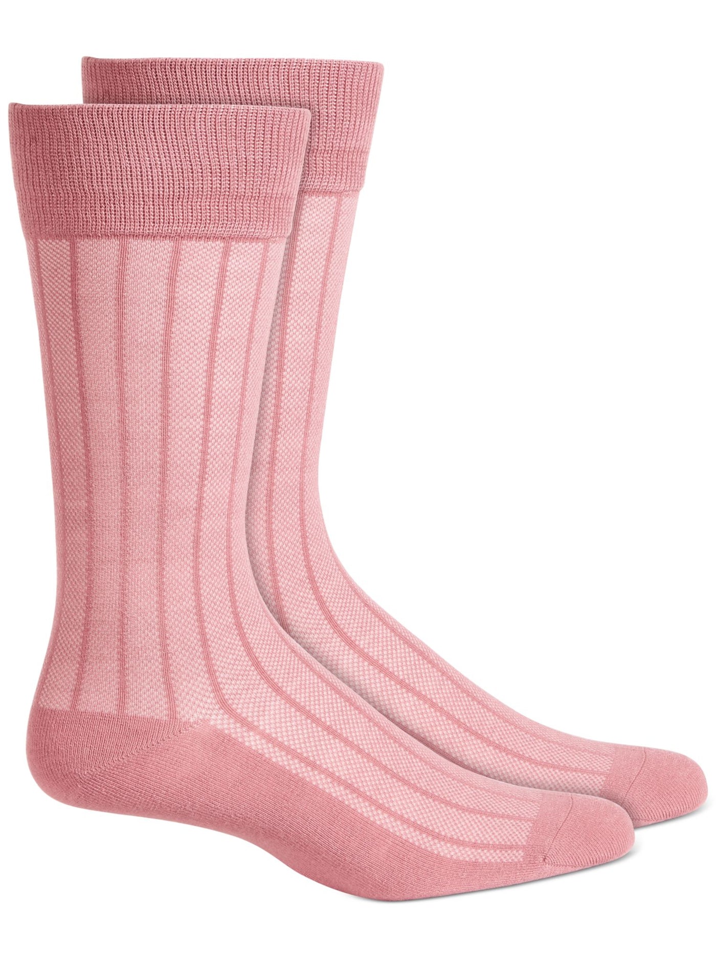 ALFATECH BY ALFANI Womens Pink Tonal Stripes Moisture Wicking Anti-Odor Seamless Dress Crew Socks