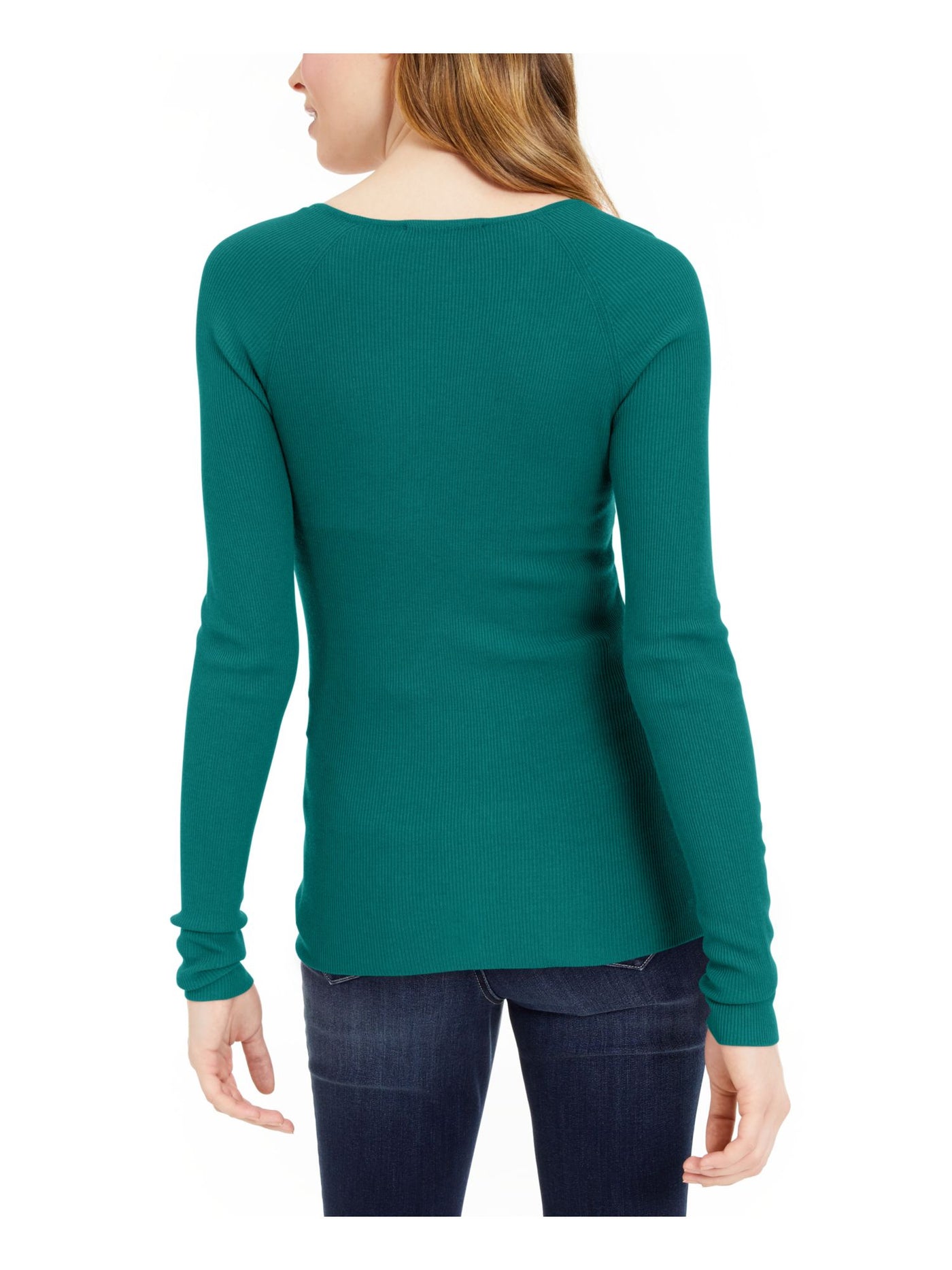 INC Womens Green Long Sleeve V Neck Sweater M
