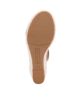 GENTLE SOULS KENNETH COLE Womens Beige Jute Wrap Beefrolled Cushioned Charli Round Toe Wedge Leather Heeled