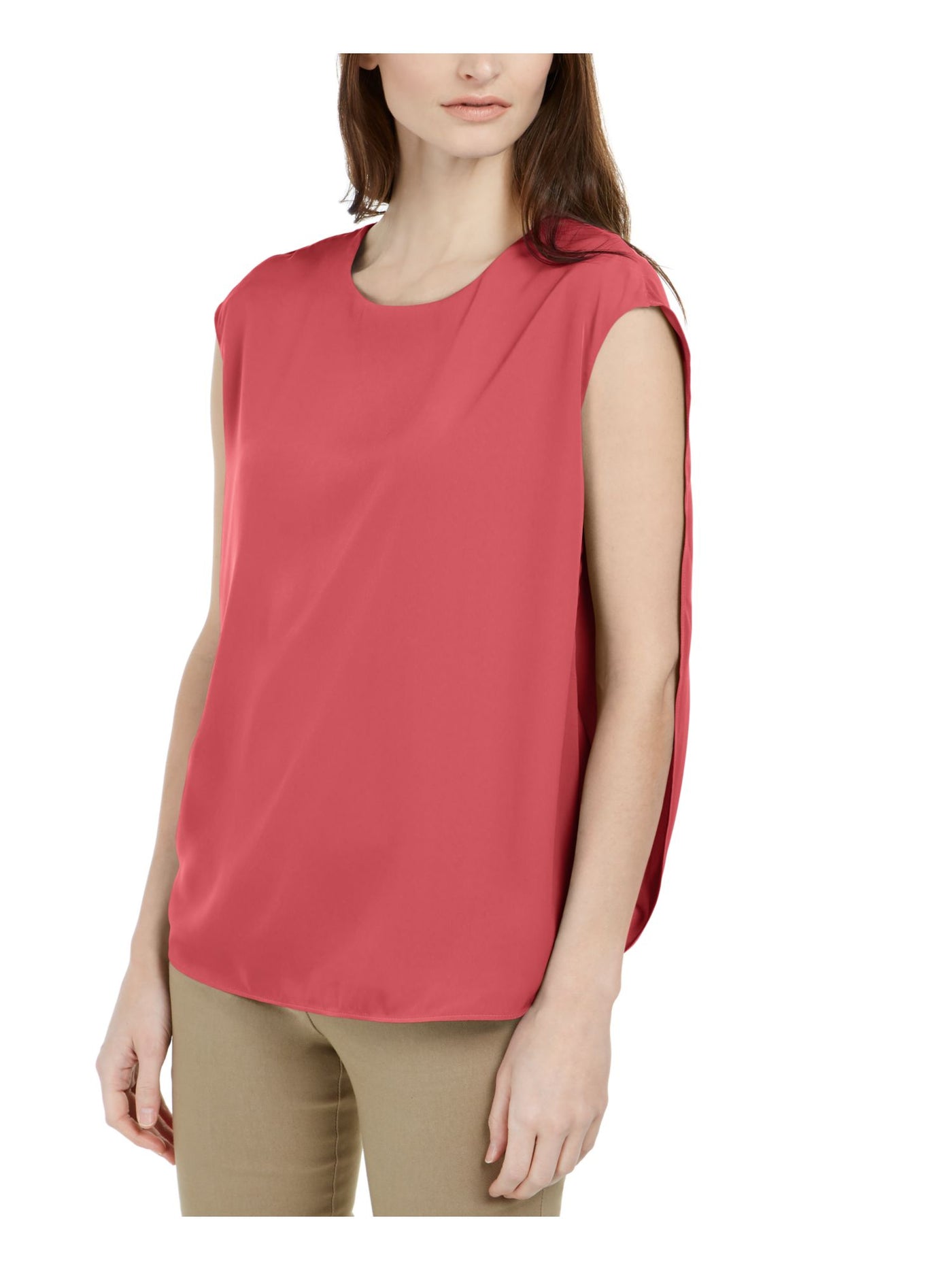 ALFANI Womens Pink Sleeveless Jewel Neck Top S