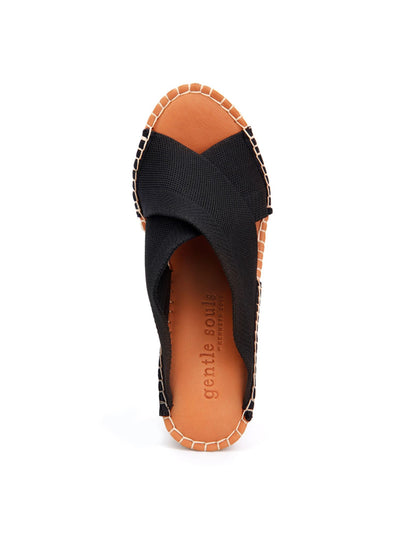 GENTLE SOULS KENNETH COLE Womens Black 1 Platfrom Padded Elyssa Almond Toe Wedge Slip On Espadrille Shoes 8.5