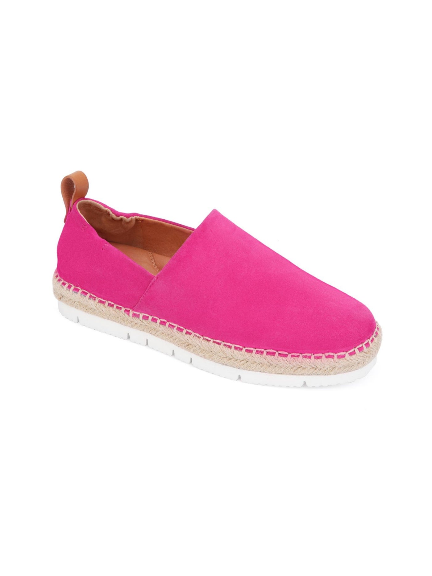 GENTLE SOULS Womens Pink Back Pull Tab Arch Support Cushioned Lizzy Round Toe Platform Slip On Leather Espadrille Shoes 5.5 M