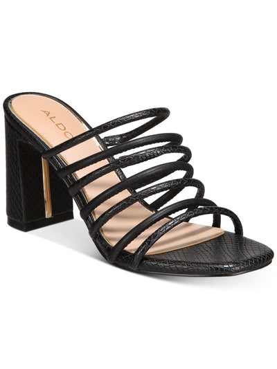 ALDO Womens Black Snake Print Strappy Padded Trelidda Square Toe Block Heel Slip On Slide Sandals Shoes 6.5 B