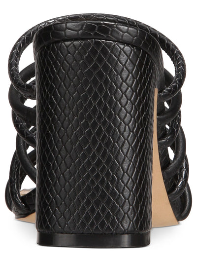 ALDO Womens Black Snake Print Strappy Padded Trelidda Square Toe Block Heel Slip On Slide Sandals Shoes 7.5 M