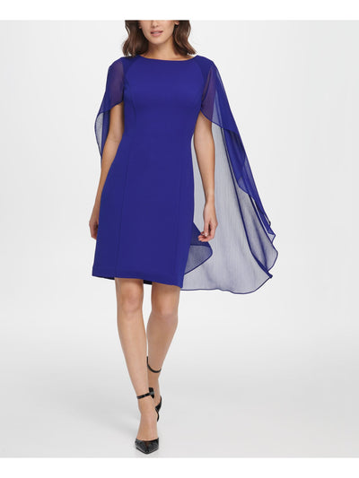 DKNY Womens Blue Flutter Sleeve Jewel Neck Above The Knee Evening Sheath Dress 10