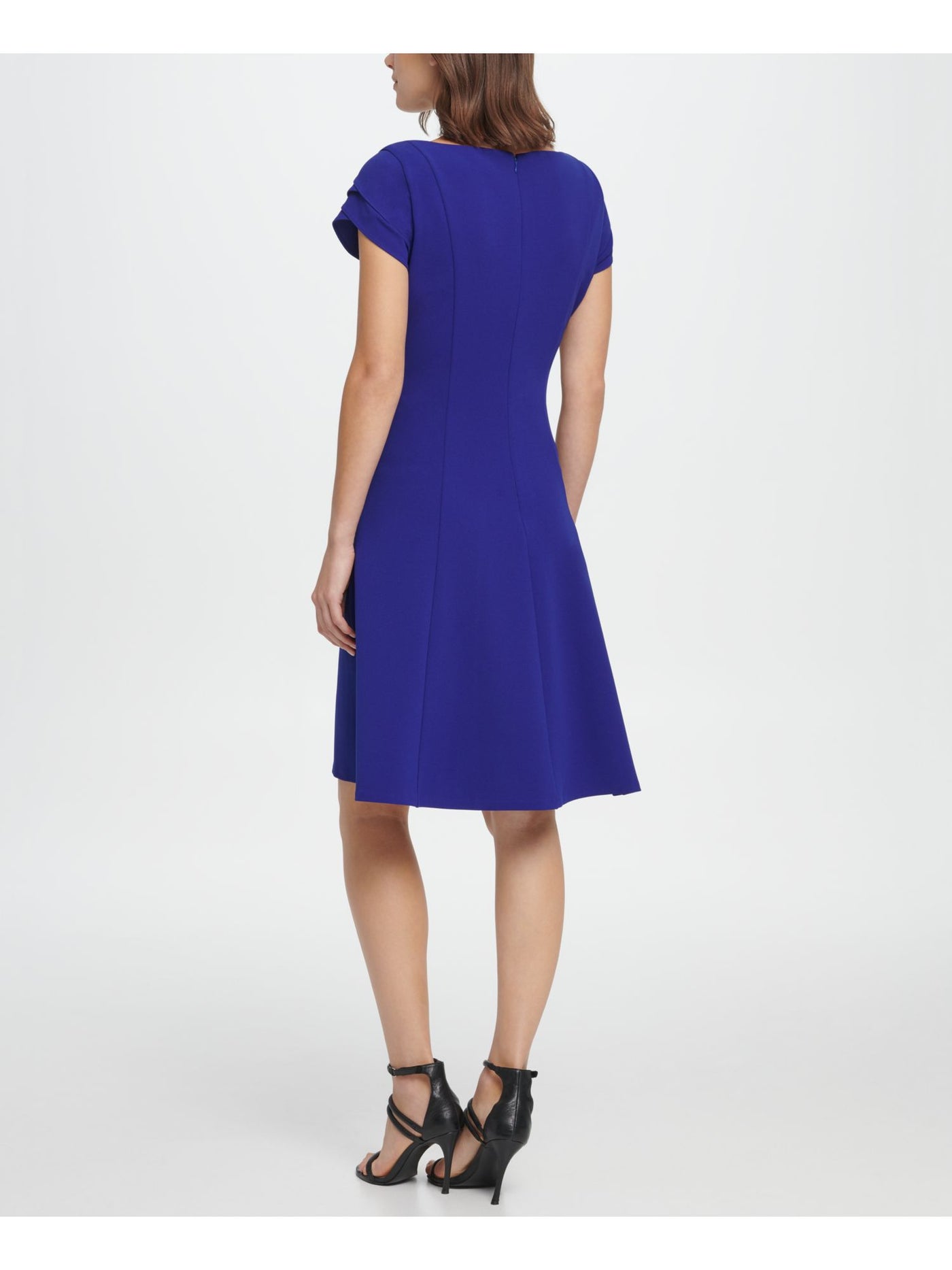 DKNY Womens Blue Flutter Sleeve Jewel Neck Above The Knee Evening Sheath Dress 8